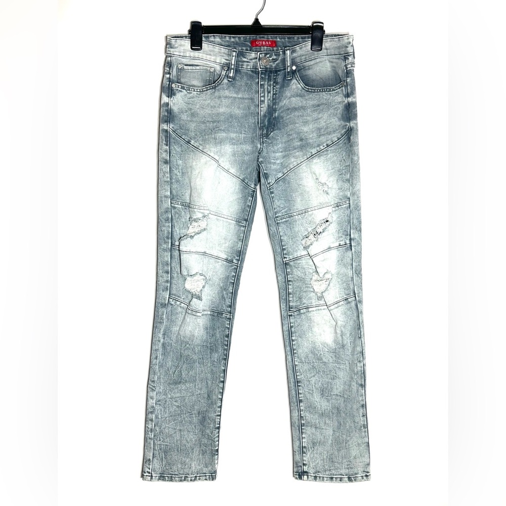 🔥 Closet Clearout!🔥 Guess Men’s Slim Tapered Acid Wash Distressed Jeans